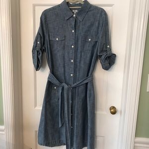 LL Bean chambray shirt dress size 14